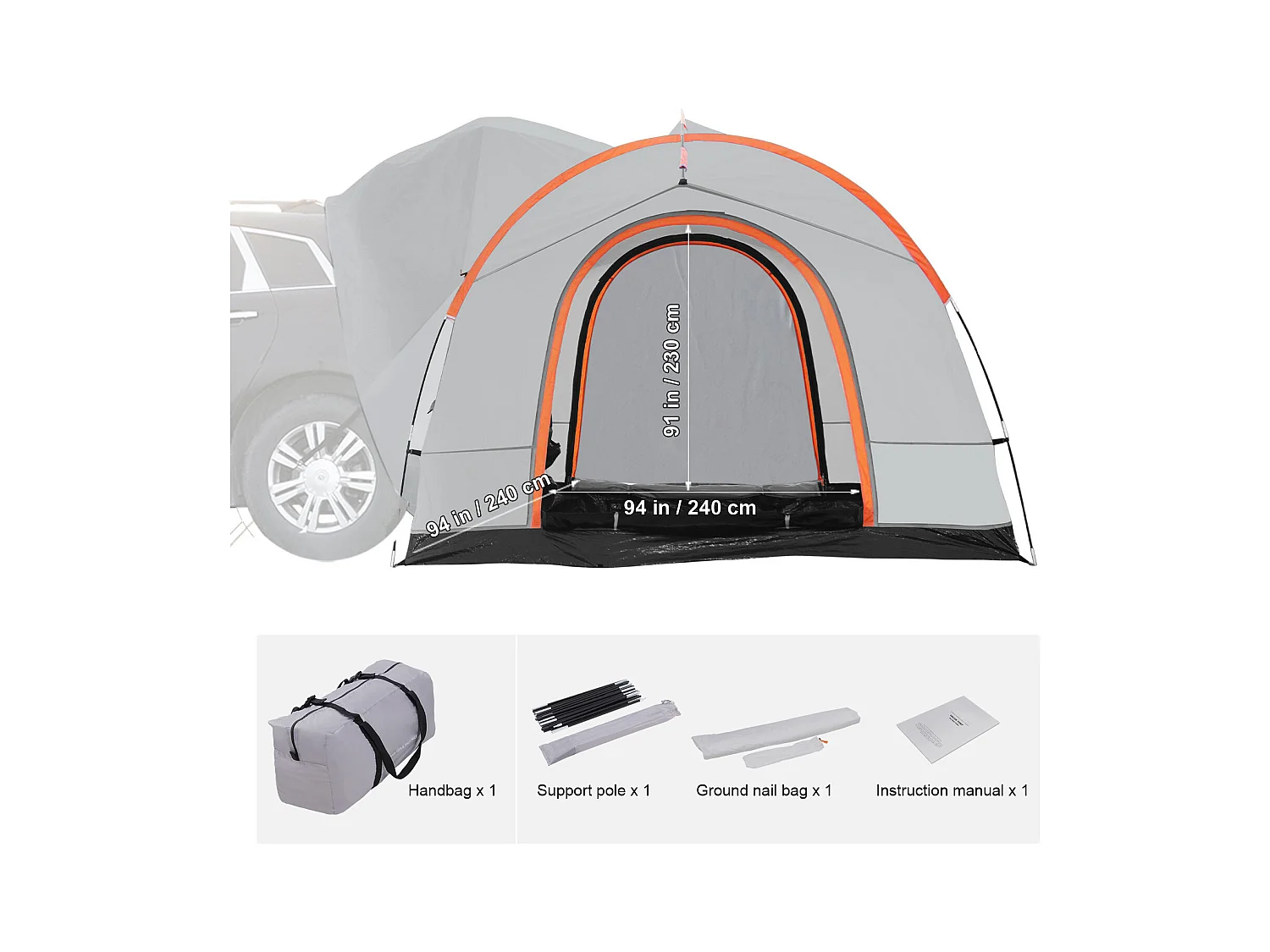Tente de camping SUV SucceBuy, Double Toit et Sac de Transport,  244 à 244 cm, pour le Camping
