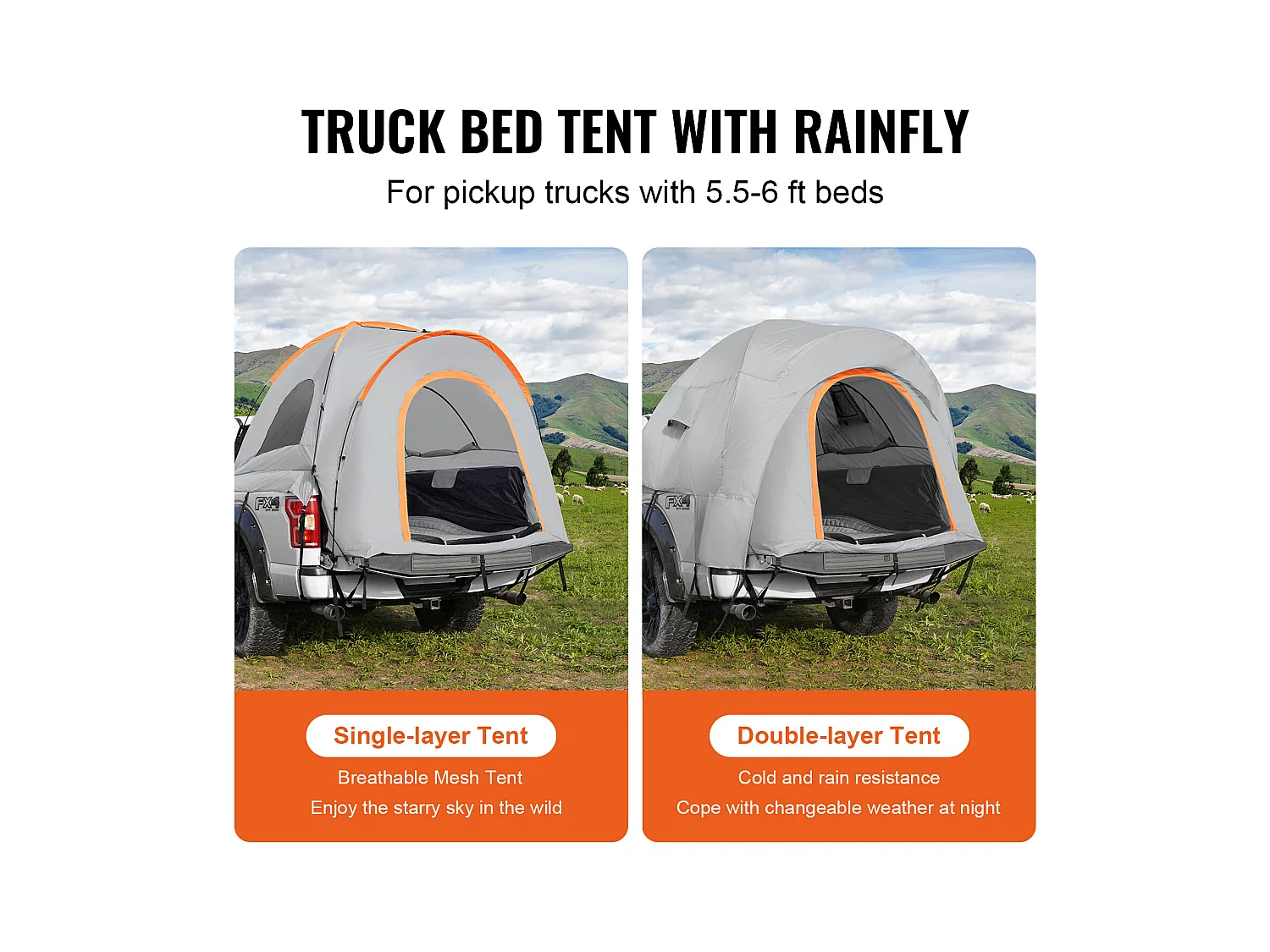 Tente de camping SUV SucceBuy, Double Toit et Sac de Transport,  244 à 244 cm, pour le Camping