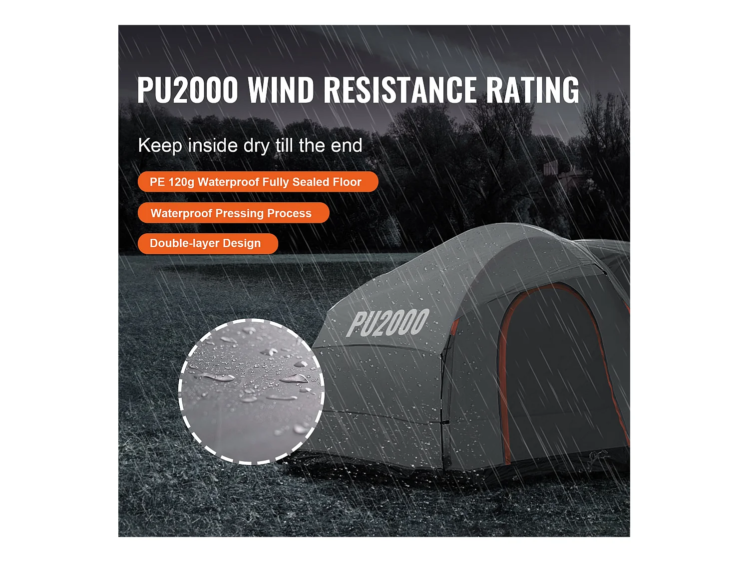 Tente de camping SUV SucceBuy, Double Toit et Sac de Transport,  244 à 244 cm, pour le Camping