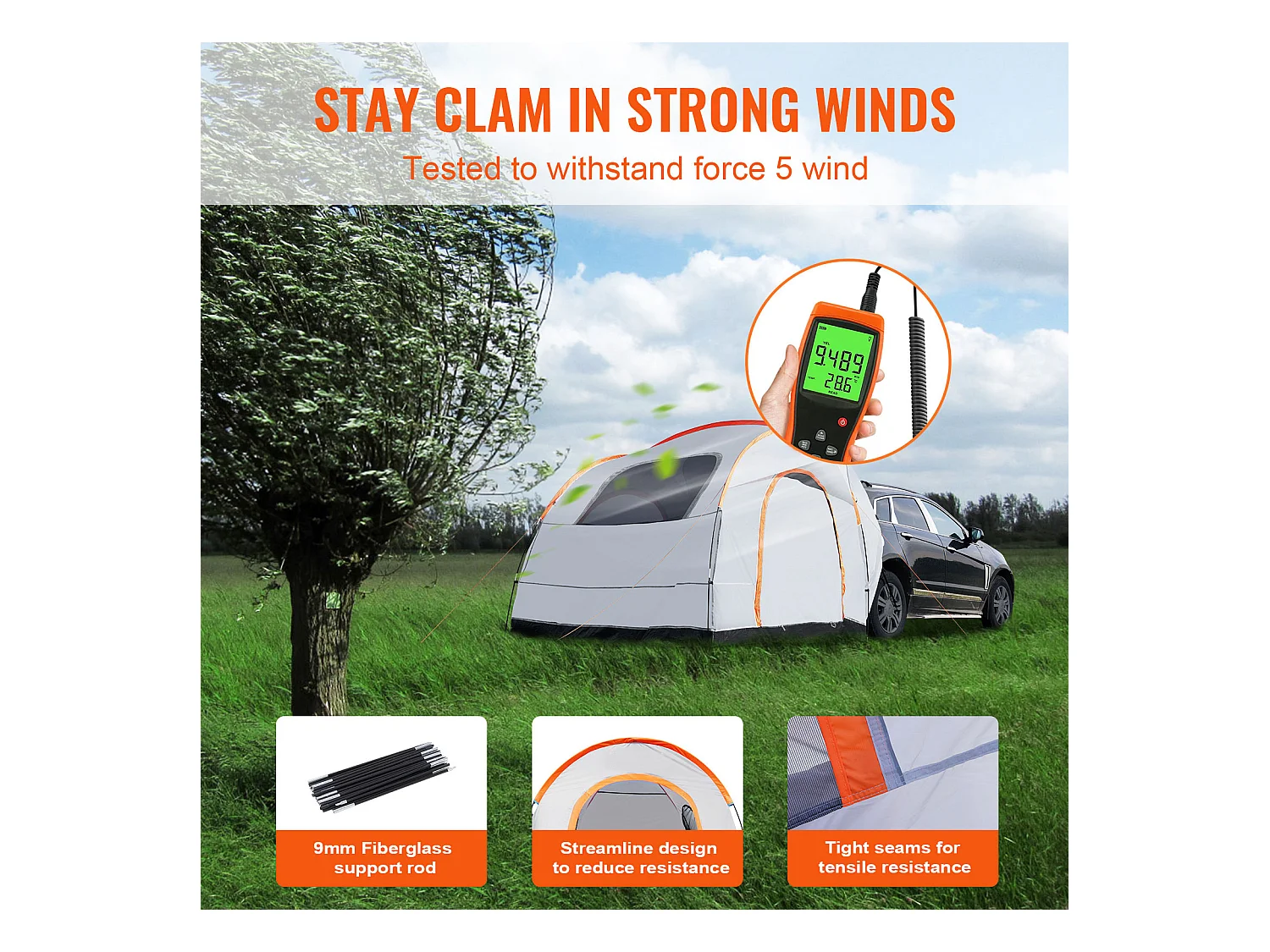 Tente de camping SUV SucceBuy, Double Toit et Sac de Transport,  244 à 244 cm, pour le Camping