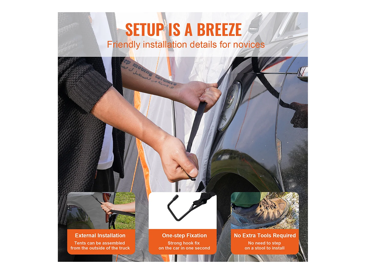 Tente de camping SUV SucceBuy, Double Toit et Sac de Transport,  244 à 244 cm, pour le Camping