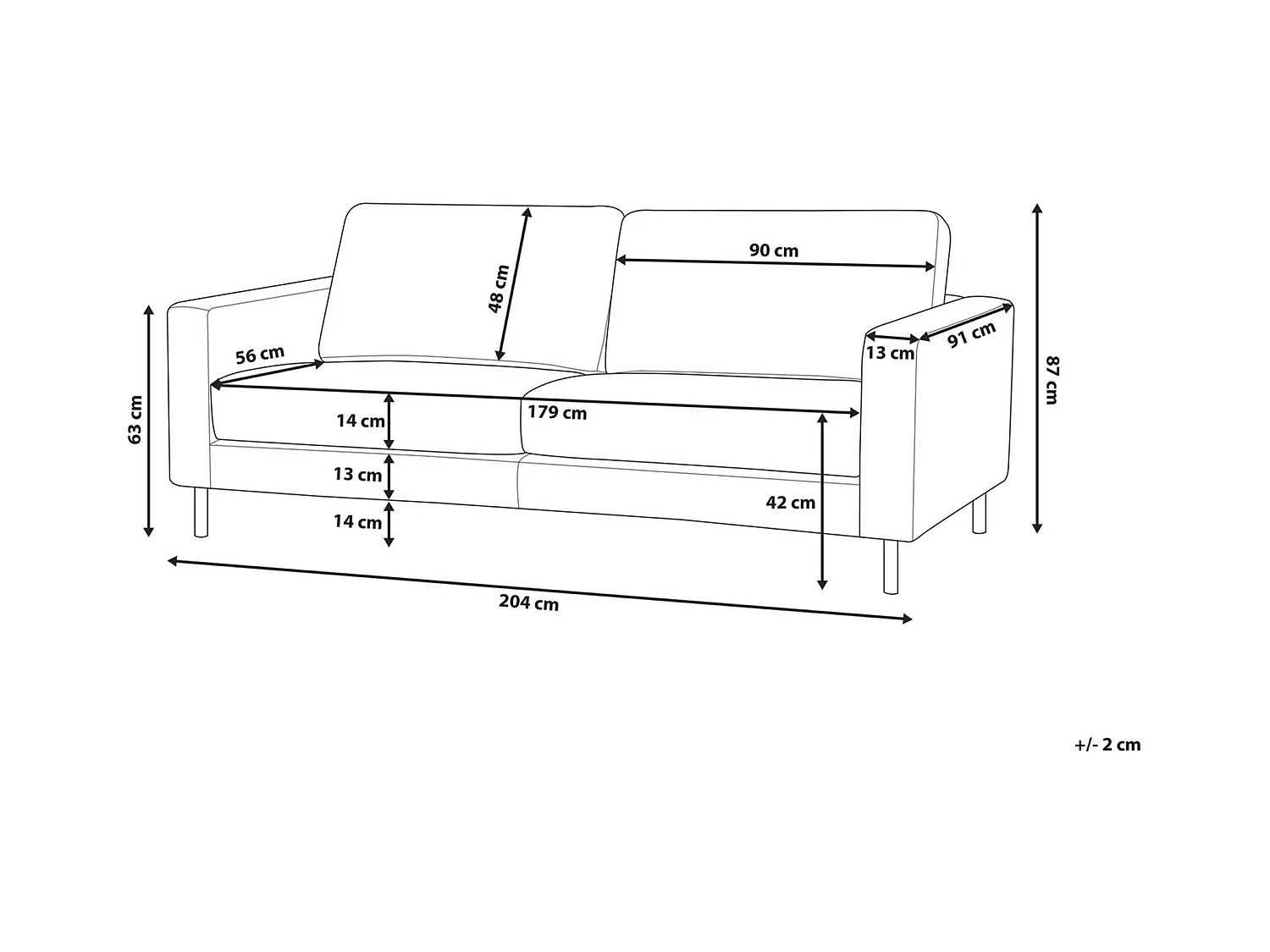 Canapé 3 places SAVALEN Tissu Blanc cassé