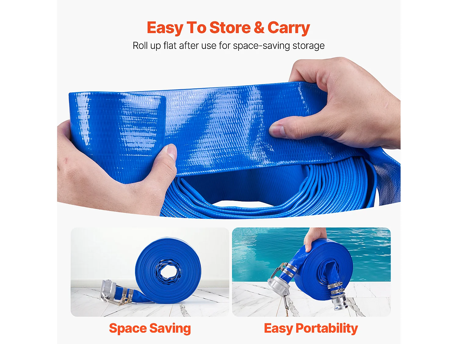 Slang SucceBuy voor Terugspoeling 4cm x 1524cm blauw met Complete Aansluitingen, Ontworpen voor Waterfilters en Zwembadonderhoud