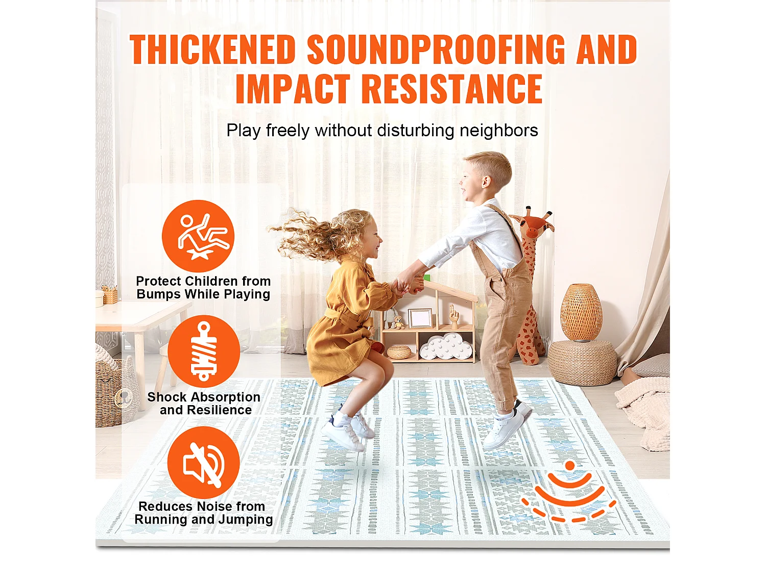 Tapis de Sol à Emboîtement, SucceBuy Tapis de Jeu en Mousse pour Enfants, 1.4 cm, 6 Pièces, Dalles Souples EVA Emboîtables