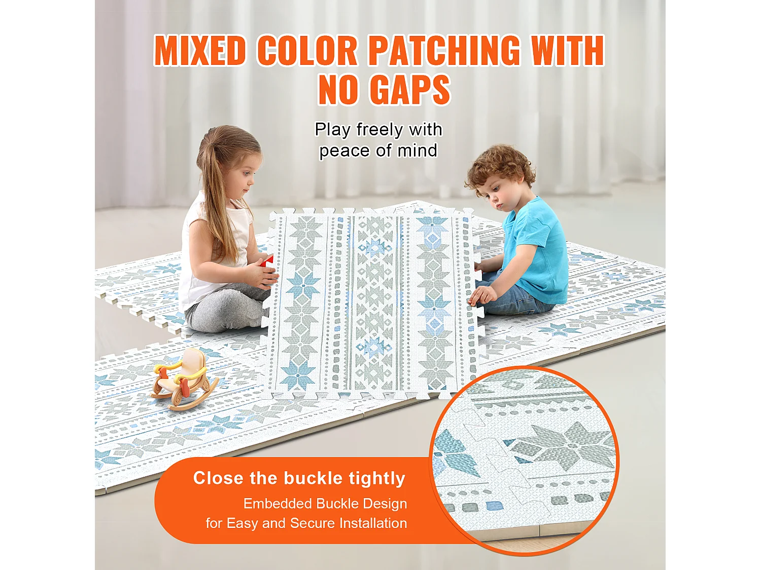 Tapis de Sol à Emboîtement, SucceBuy Tapis de Jeu en Mousse pour Enfants, 1.4 cm, 6 Pièces, Dalles Souples EVA Emboîtables