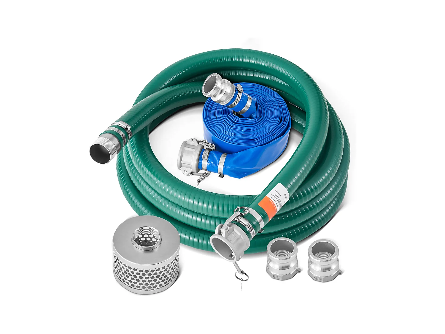 Kit de Tuyau SucceBuy d'Aspiration pour Pompe à Eau 5cm x 610cm vert/1981cm bleu, Idéal pour Systèmes d'Irrigation et Usage Agricole ou Industriel