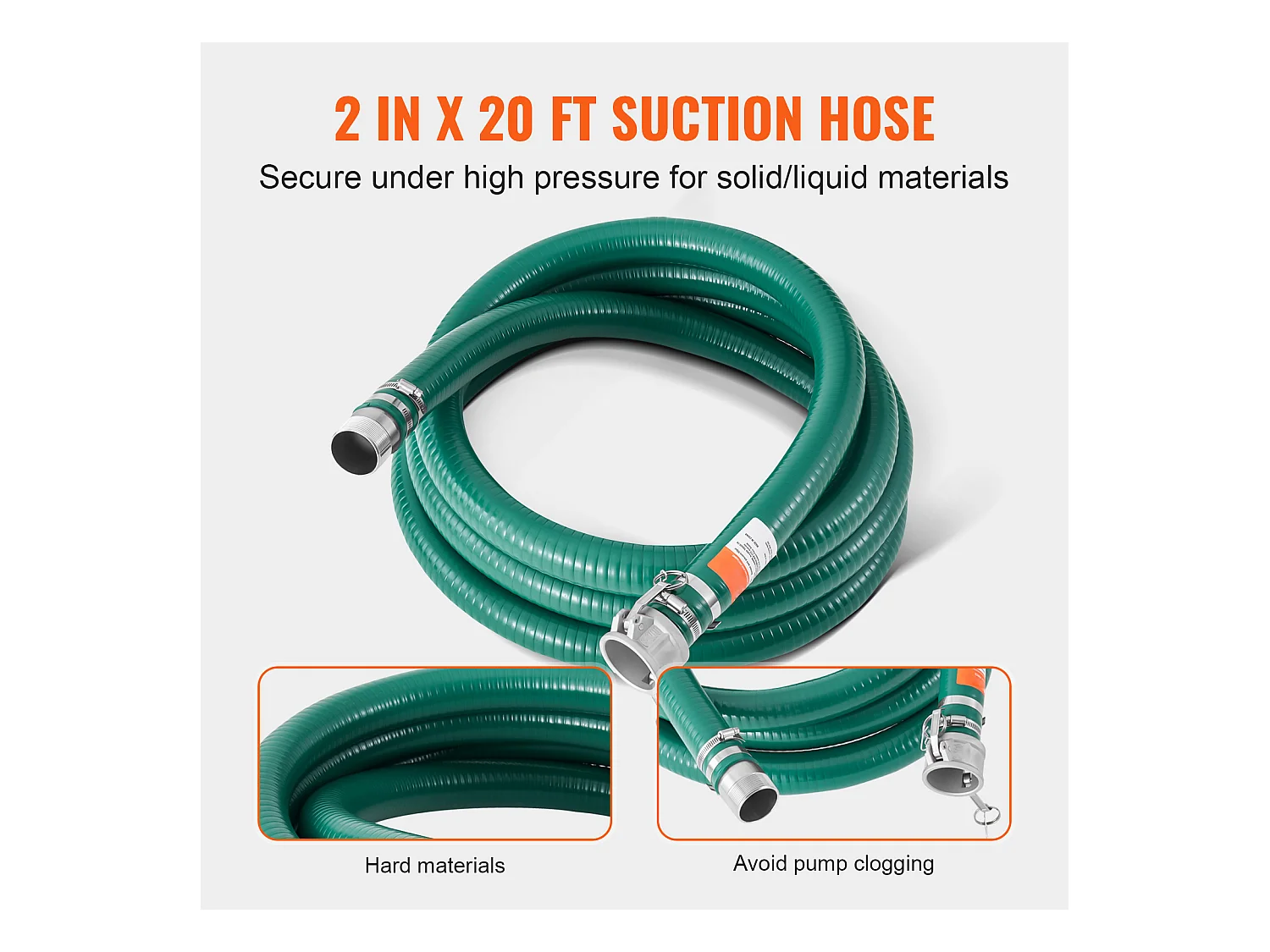 Kit de Tuyau SucceBuy d'Aspiration pour Pompe à Eau 5cm x 610cm vert/1981cm bleu, Idéal pour Systèmes d'Irrigation et Usage Agricole ou Industriel