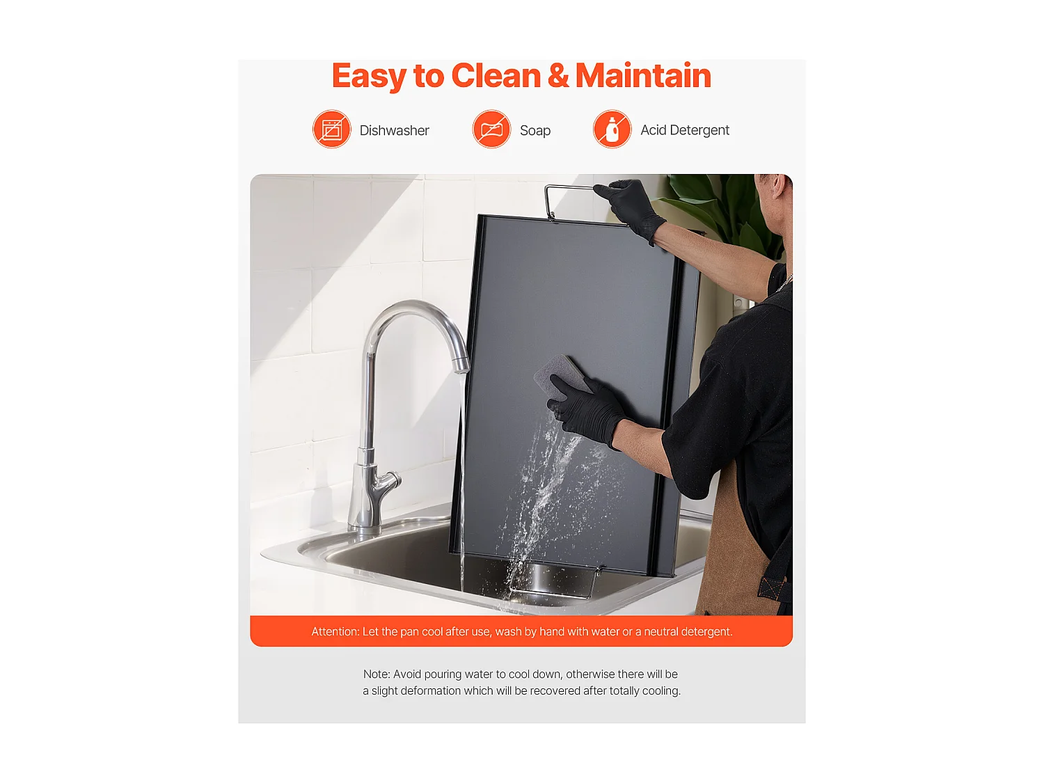 Plaque de Grill, SucceBuy Plaque de Cuisson en Acier au Carbone, 60.5 x 36 cm, Ustensile de Cuisine Portable à Gaz avec Poignée, Idéale pour Camping, Noire