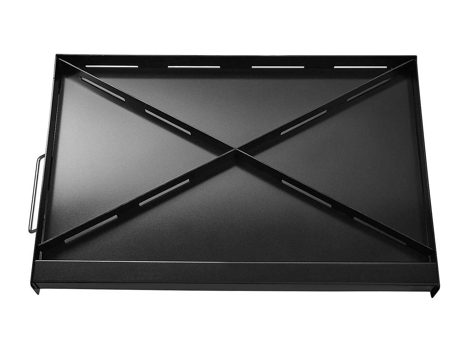 Plaque de Grill, SucceBuy Plaque de Cuisson en Acier au Carbone, 60.5 x 36 cm, Ustensile de Cuisine Portable à Gaz avec Poignée, Idéale pour Camping, Noire