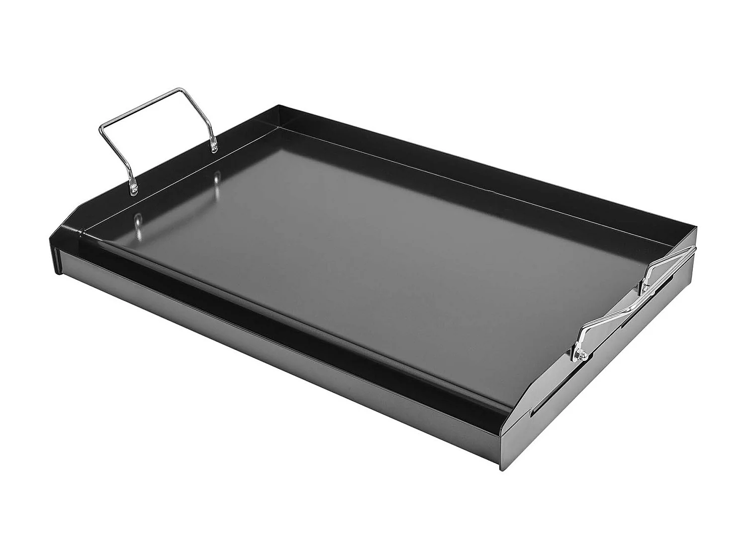 Plaque de Grill, SucceBuy Plaque de Cuisson en Acier au Carbone, 60.5 x 36 cm, Ustensile de Cuisine Portable à Gaz avec Poignée, Idéale pour Camping, Noire