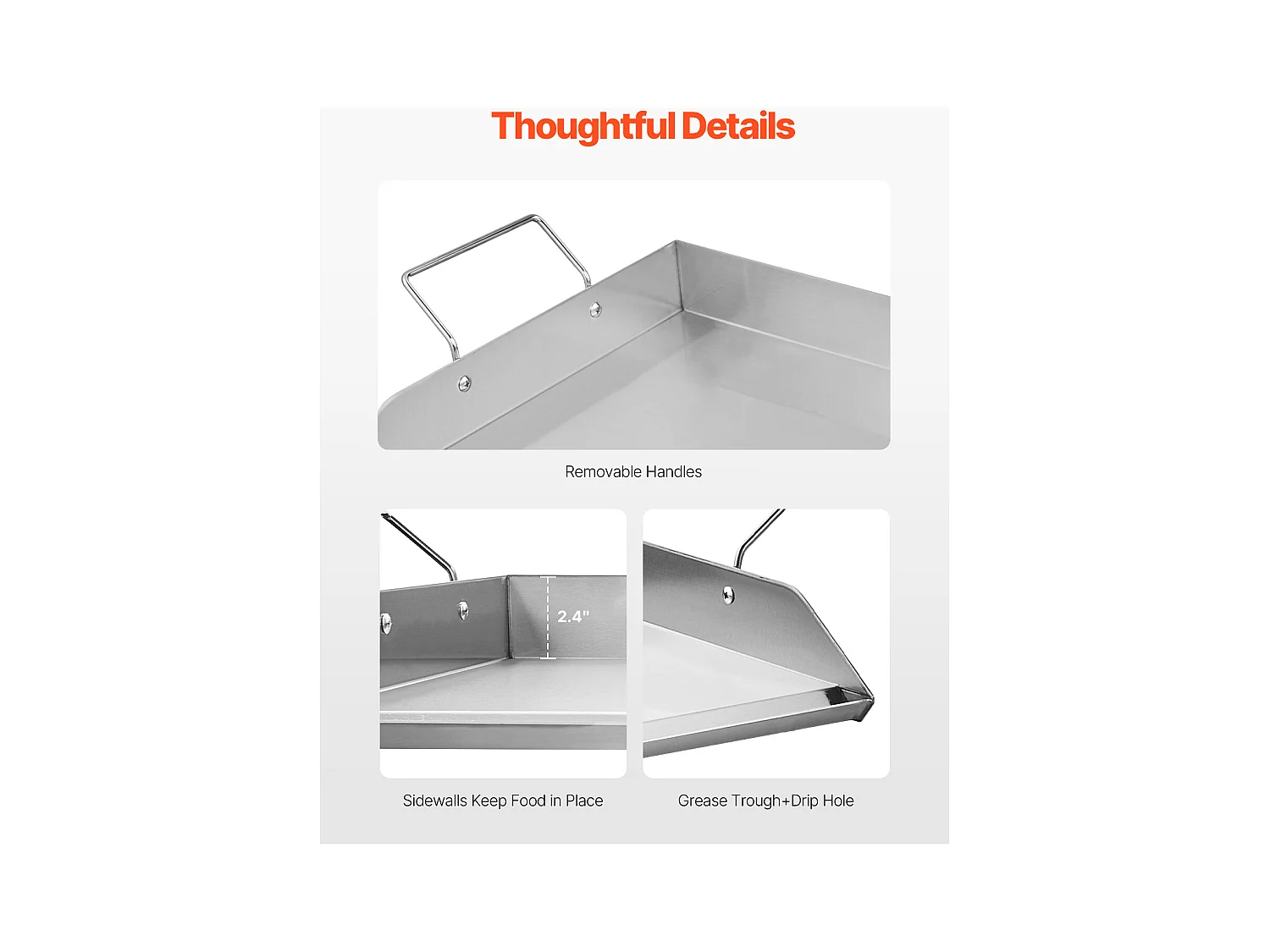 Plaque de Gril, SucceBuy Plaque de Cuisson en Acier Inoxydable pour Barbecue 809 x 370 mm