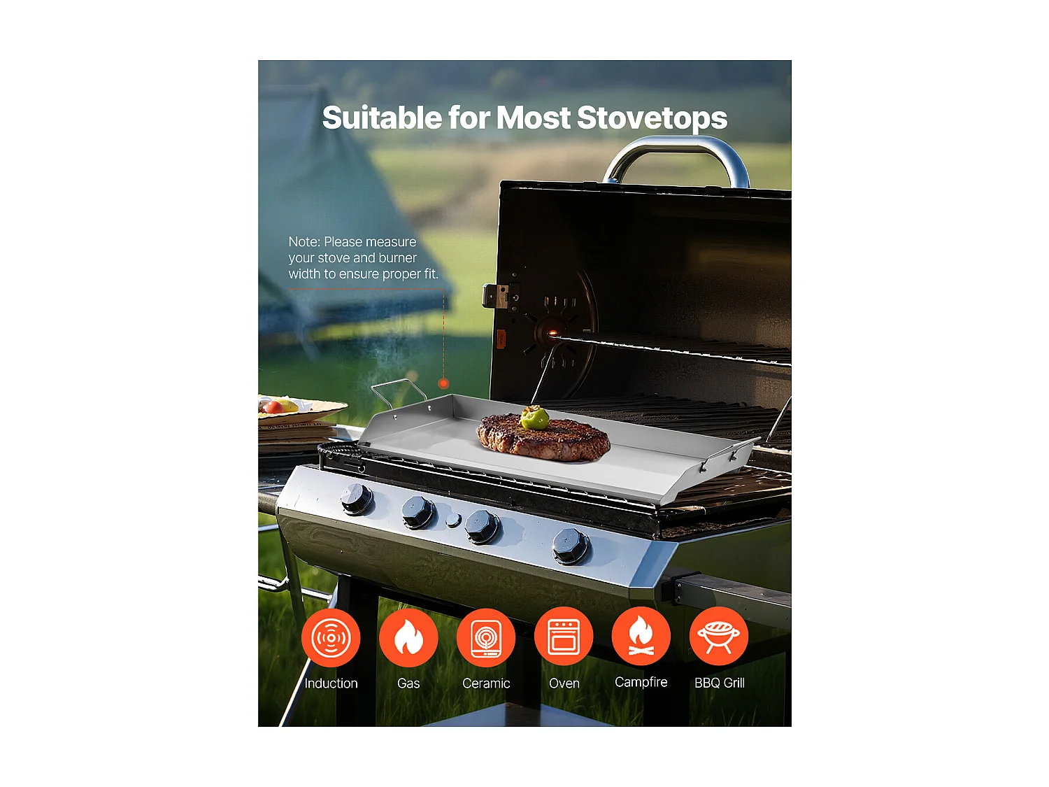 Plaque de Gril, SucceBuy Plaque de Cuisson en Acier Inoxydable pour Barbecue 809 x 370 mm