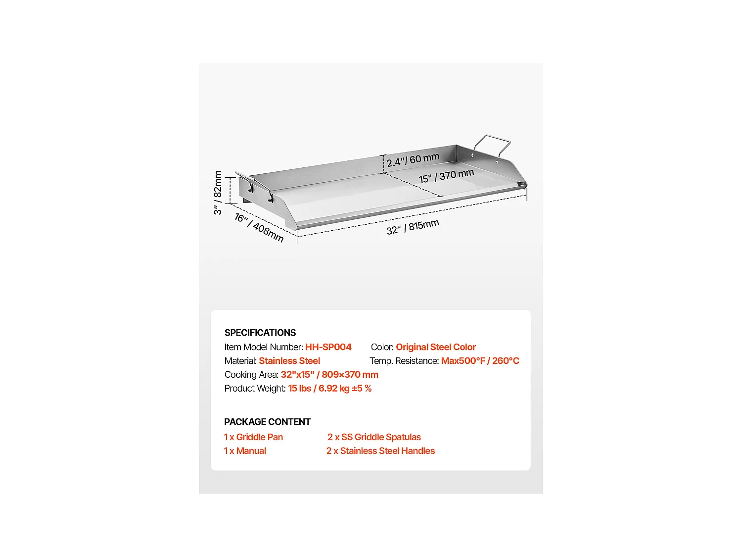 Grillplaat, SucceBuy RVS BBQ Bakplaat 809 x 370 mm