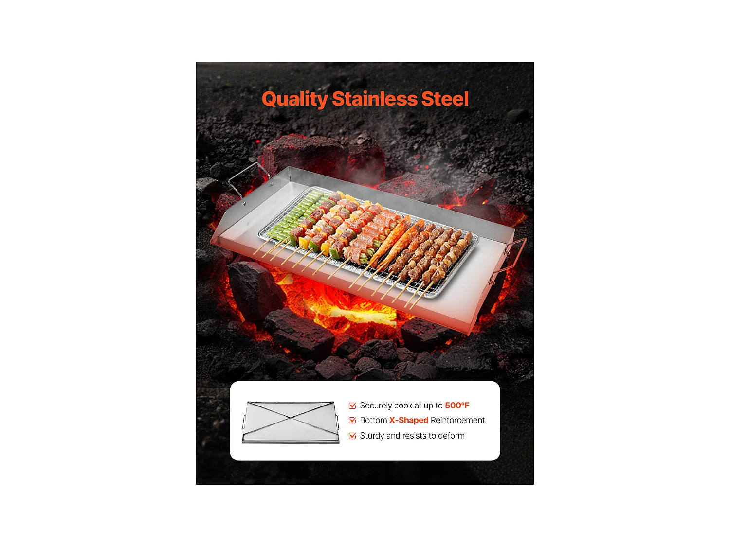 Grillplaat, SucceBuy RVS BBQ Bakplaat 809 x 370 mm