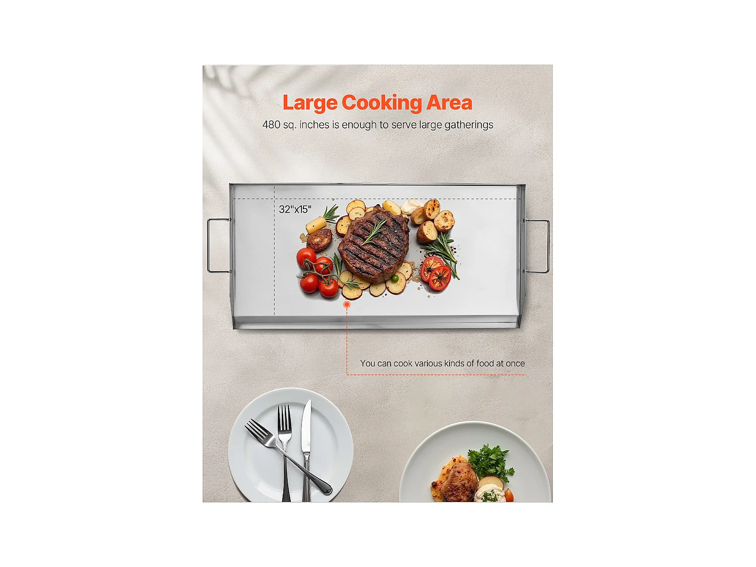 Grillplaat, SucceBuy RVS BBQ Bakplaat 809 x 370 mm