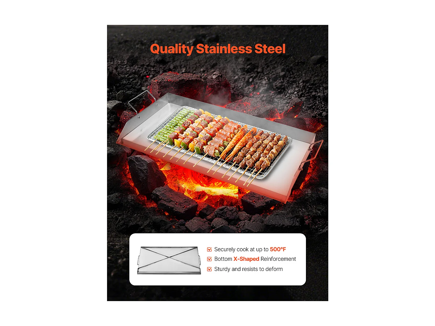 Plaque de Gril, SucceBuy Plaque de Cuisson en Acier Inoxydable pour Barbecue 809 x 370 mm