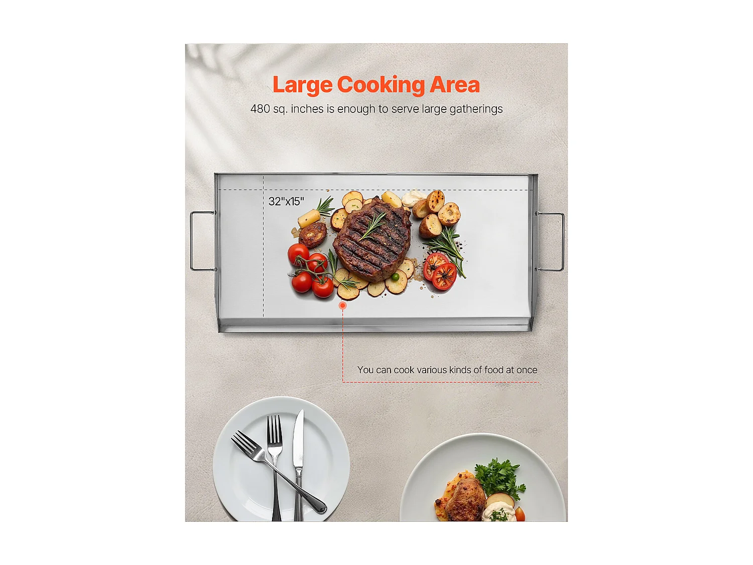 Plaque de Gril, SucceBuy Plaque de Cuisson en Acier Inoxydable pour Barbecue 809 x 370 mm