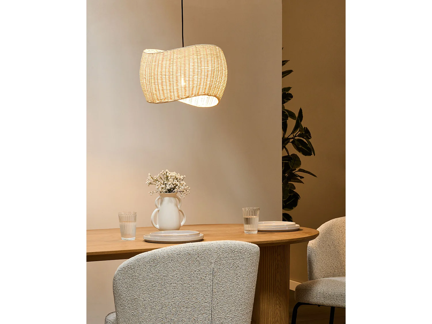 Lampe suspension COAMO Rotin Naturel