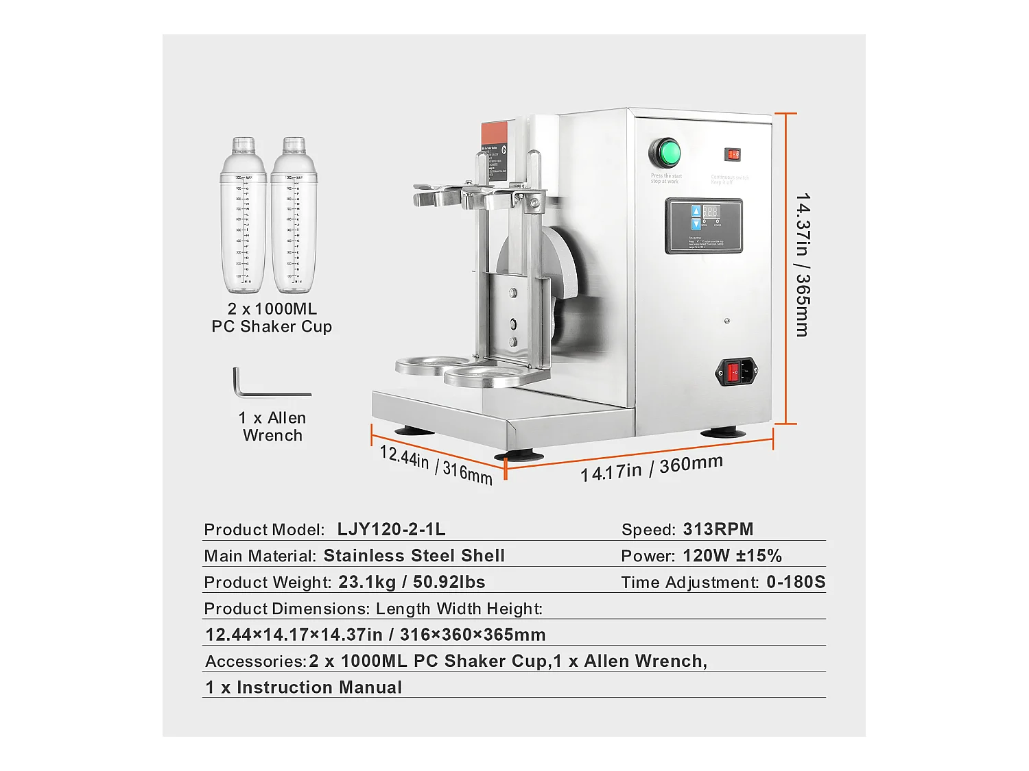 Machine à Milkshakes Électrique SucceBuy, 120 W, en Acier Inoxydable pour Usage Commercial