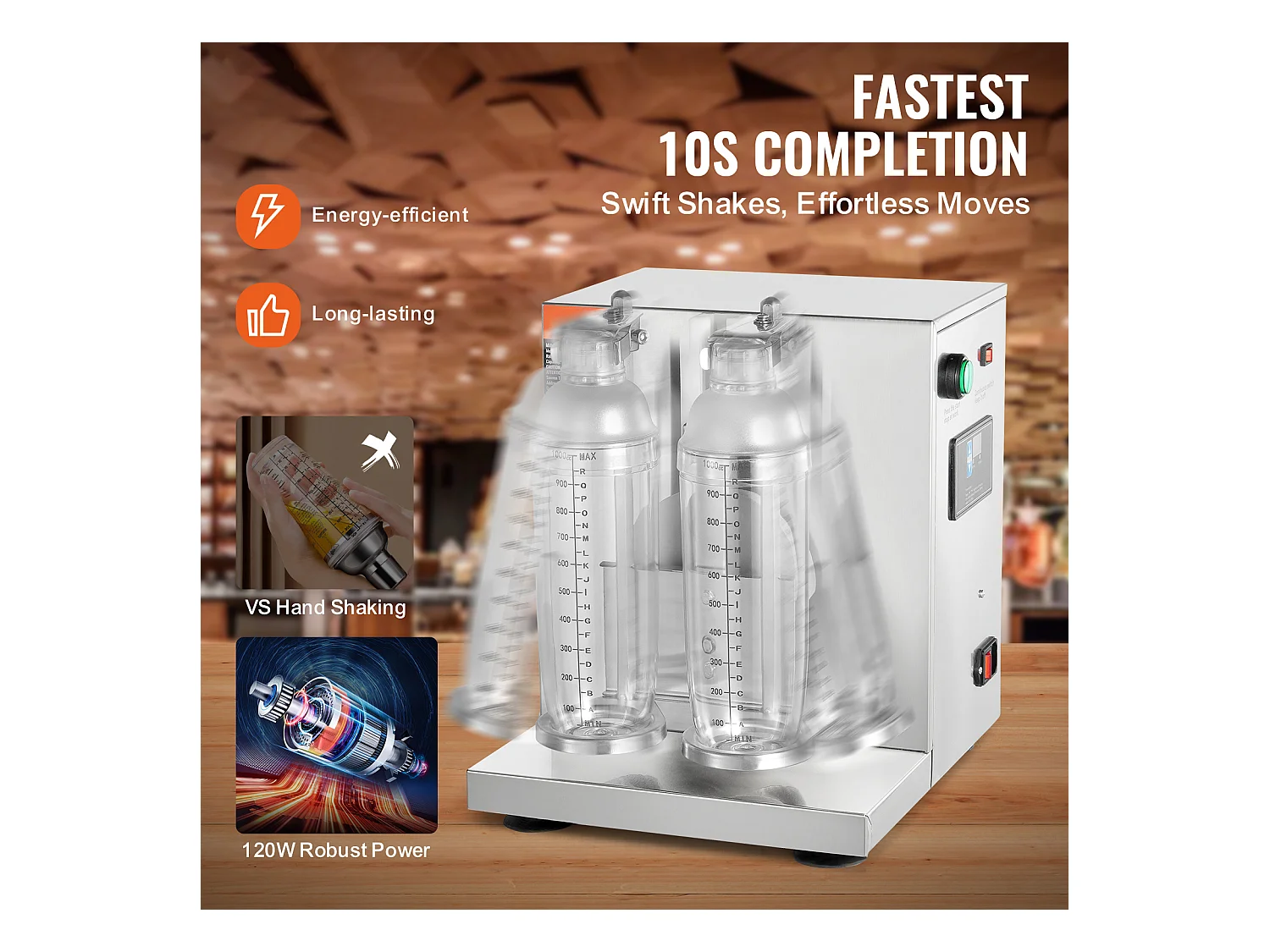 Machine à Milkshakes Électrique SucceBuy, 120 W, en Acier Inoxydable pour Usage Commercial