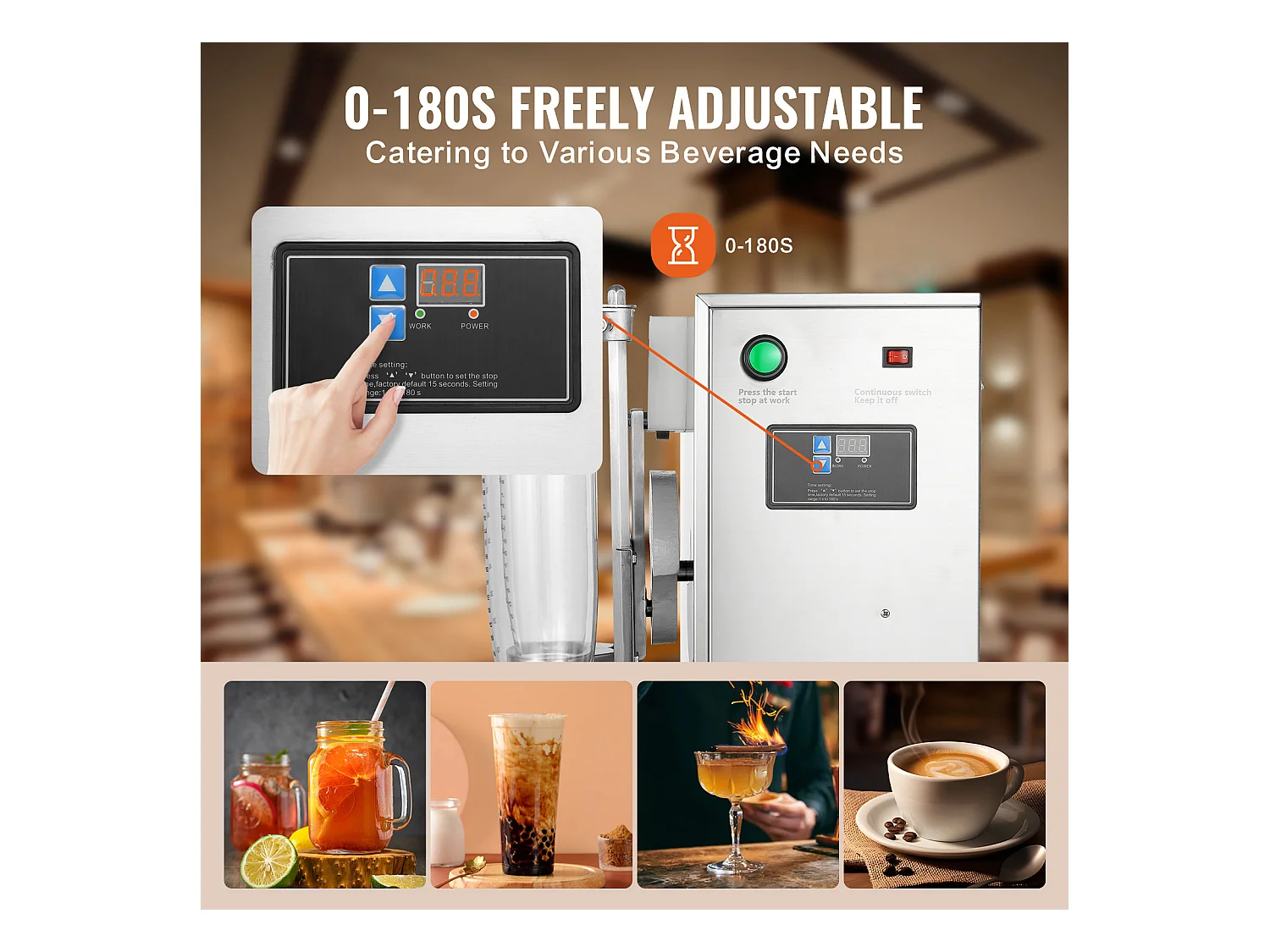 Machine à Milkshakes Électrique SucceBuy, 120 W, en Acier Inoxydable pour Usage Commercial