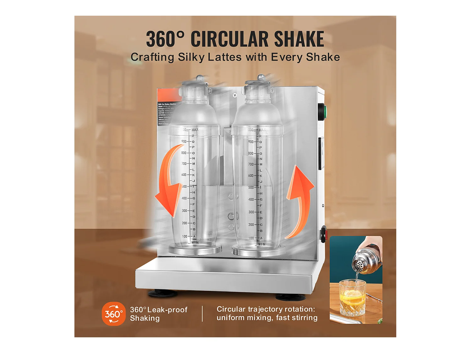 Machine à Milkshakes Électrique SucceBuy, 120 W, en Acier Inoxydable pour Usage Commercial