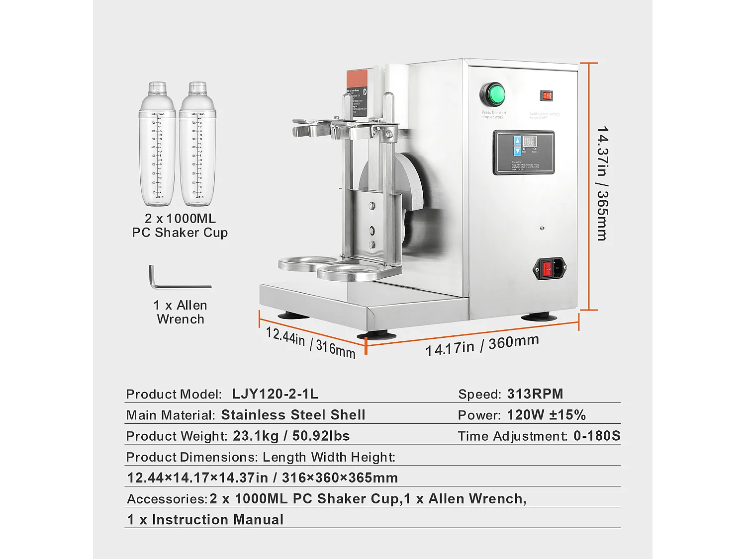 Machine à Milkshakes Électrique SucceBuy, 120 W, en Acier Inoxydable pour Usage Commercial