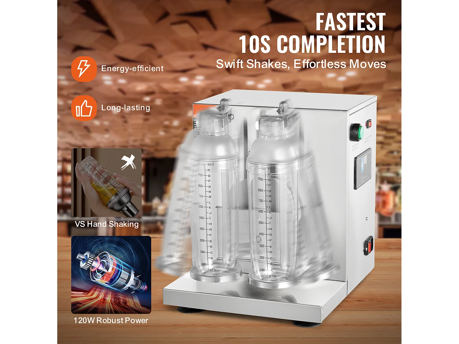 Machine à Milkshakes Électrique SucceBuy, 120 W, en Acier Inoxydable pour Usage Commercial