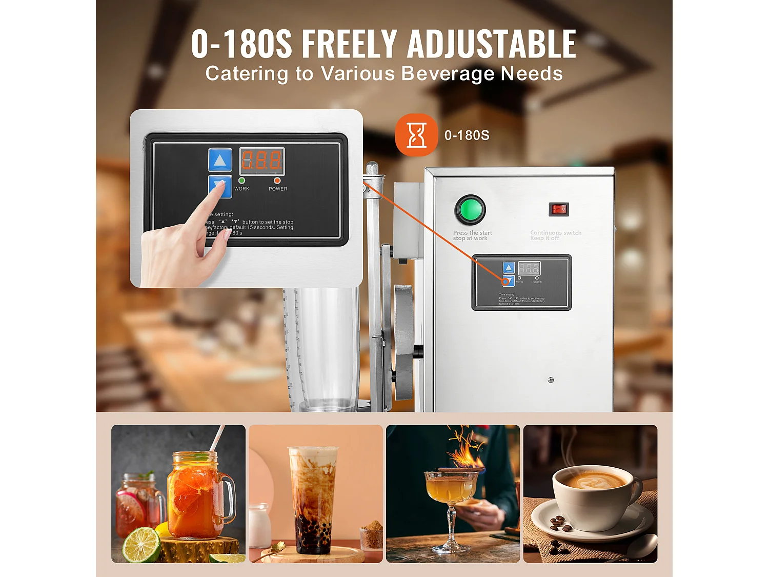 Machine à Milkshakes Électrique SucceBuy, 120 W, en Acier Inoxydable pour Usage Commercial