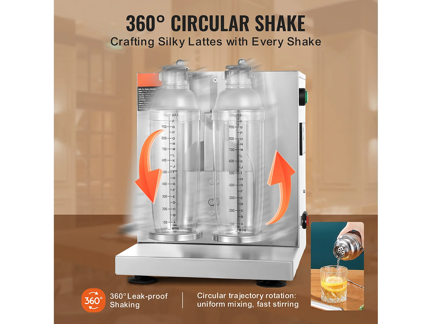 Machine à Milkshakes Électrique SucceBuy, 120 W, en Acier Inoxydable pour Usage Commercial