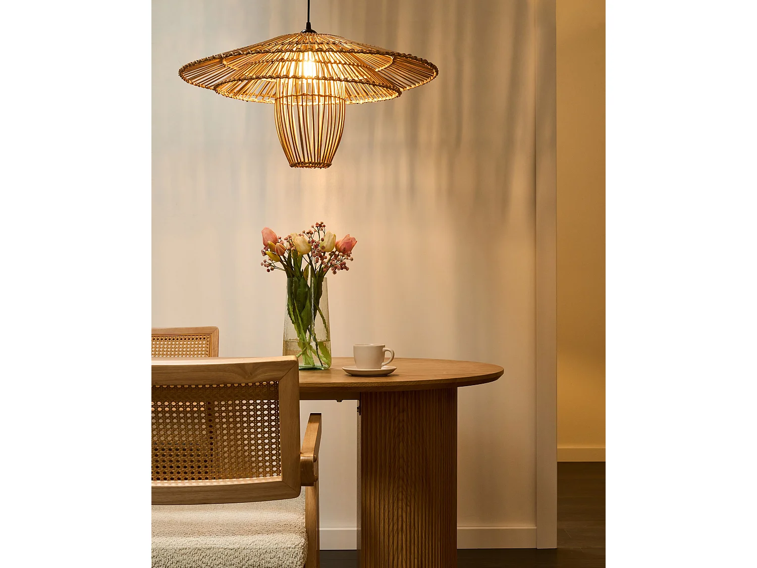 Lampe suspension BOTIJAS Rotin Naturel