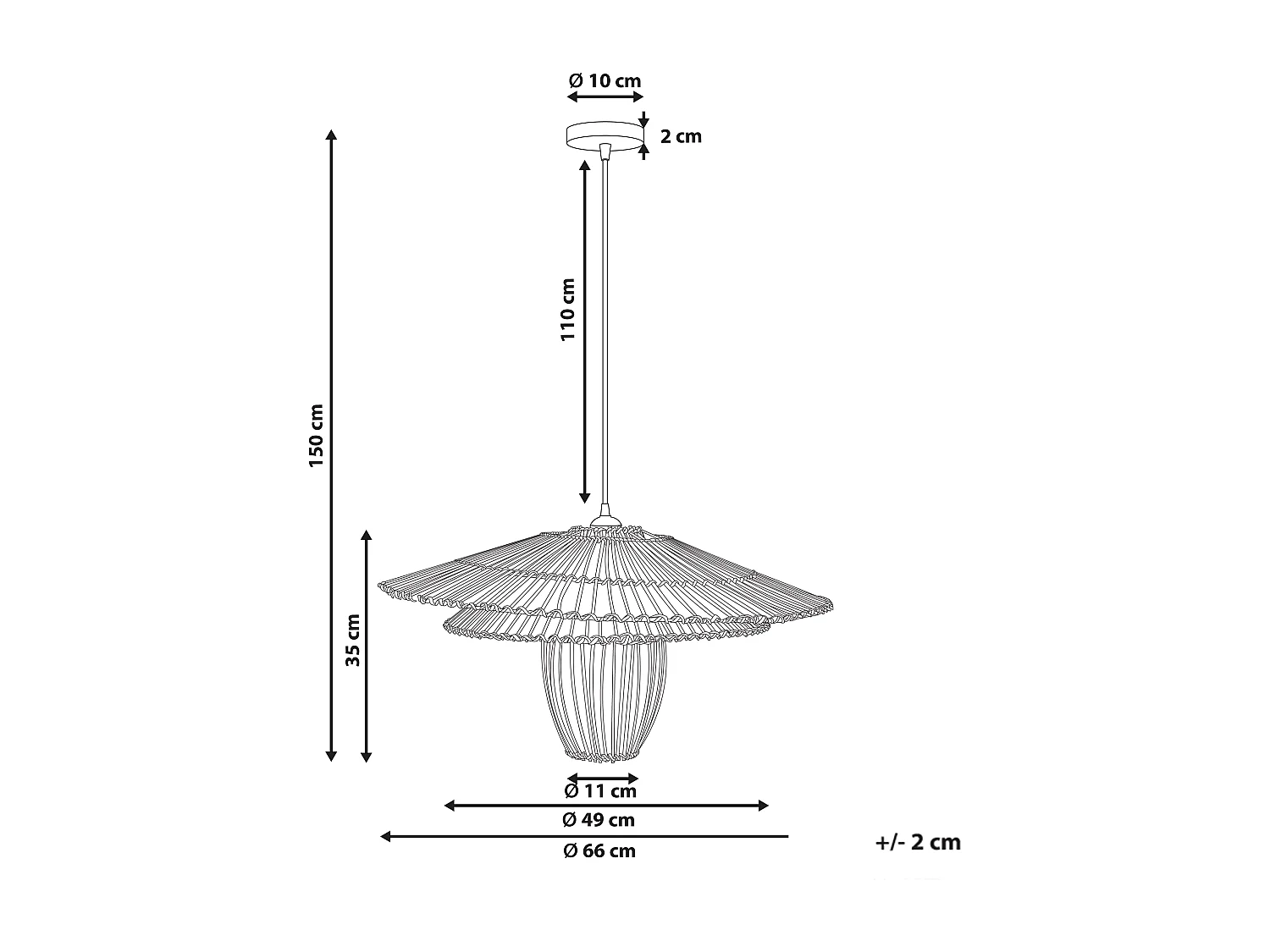 Lampe suspension BOTIJAS Rotin Naturel