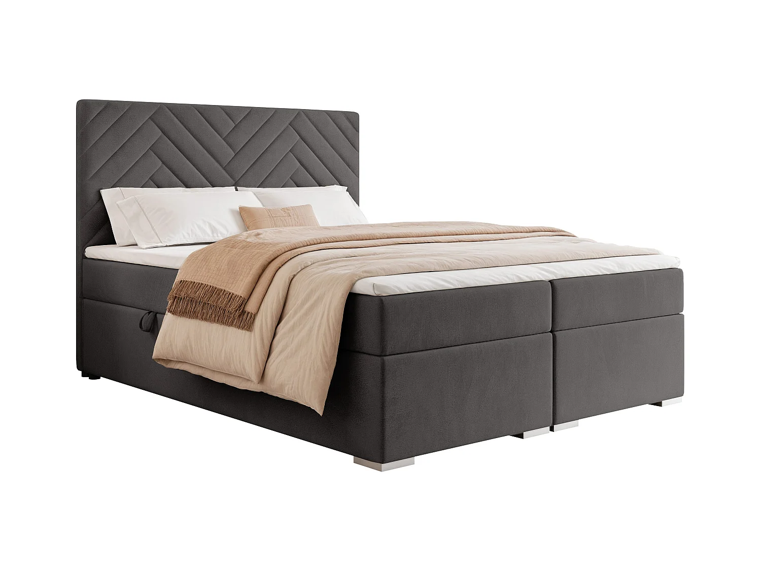 Lit continental rembourré avec surmatelas, gris anthracite - 120x200 - NEREO