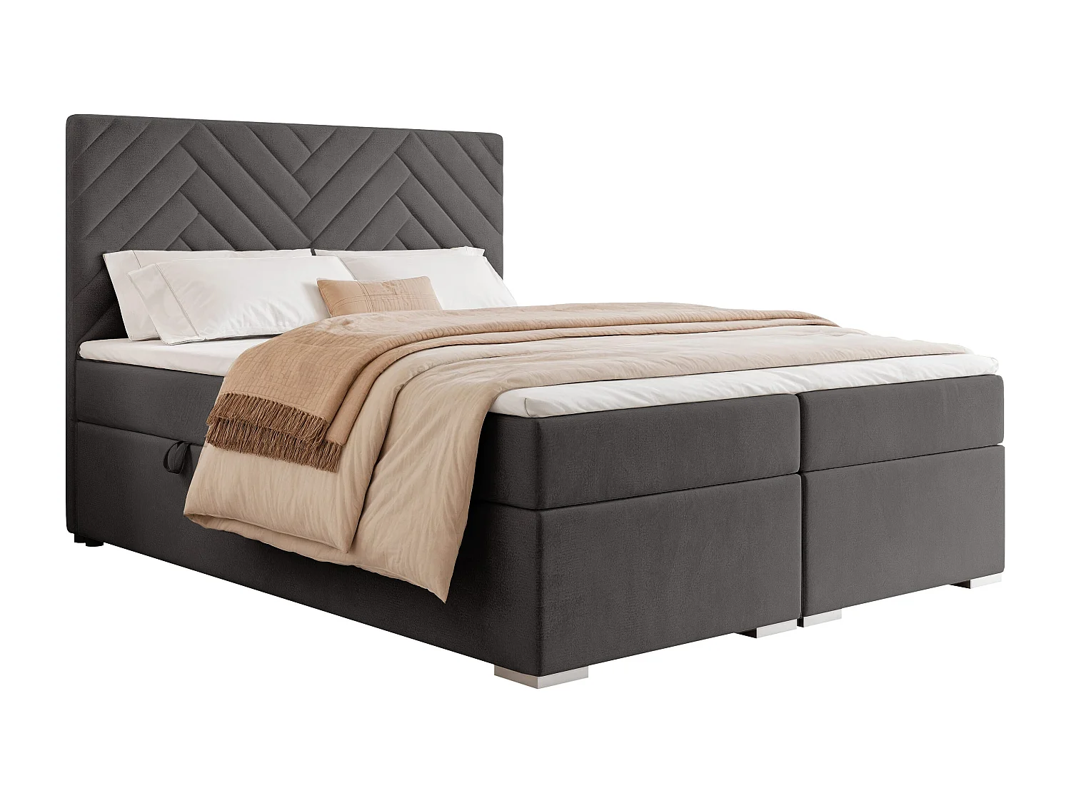 Lit continental rembourré avec surmatelas, gris anthracite - 120x200 - NEREO