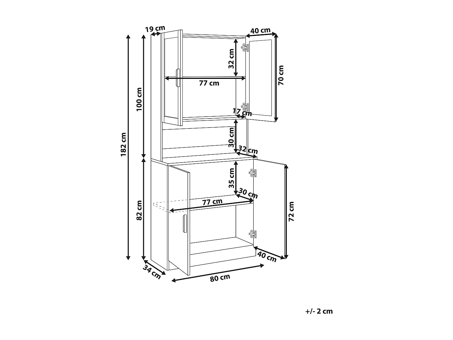 Vitrine en verre CYGNET 80 cm Blanc