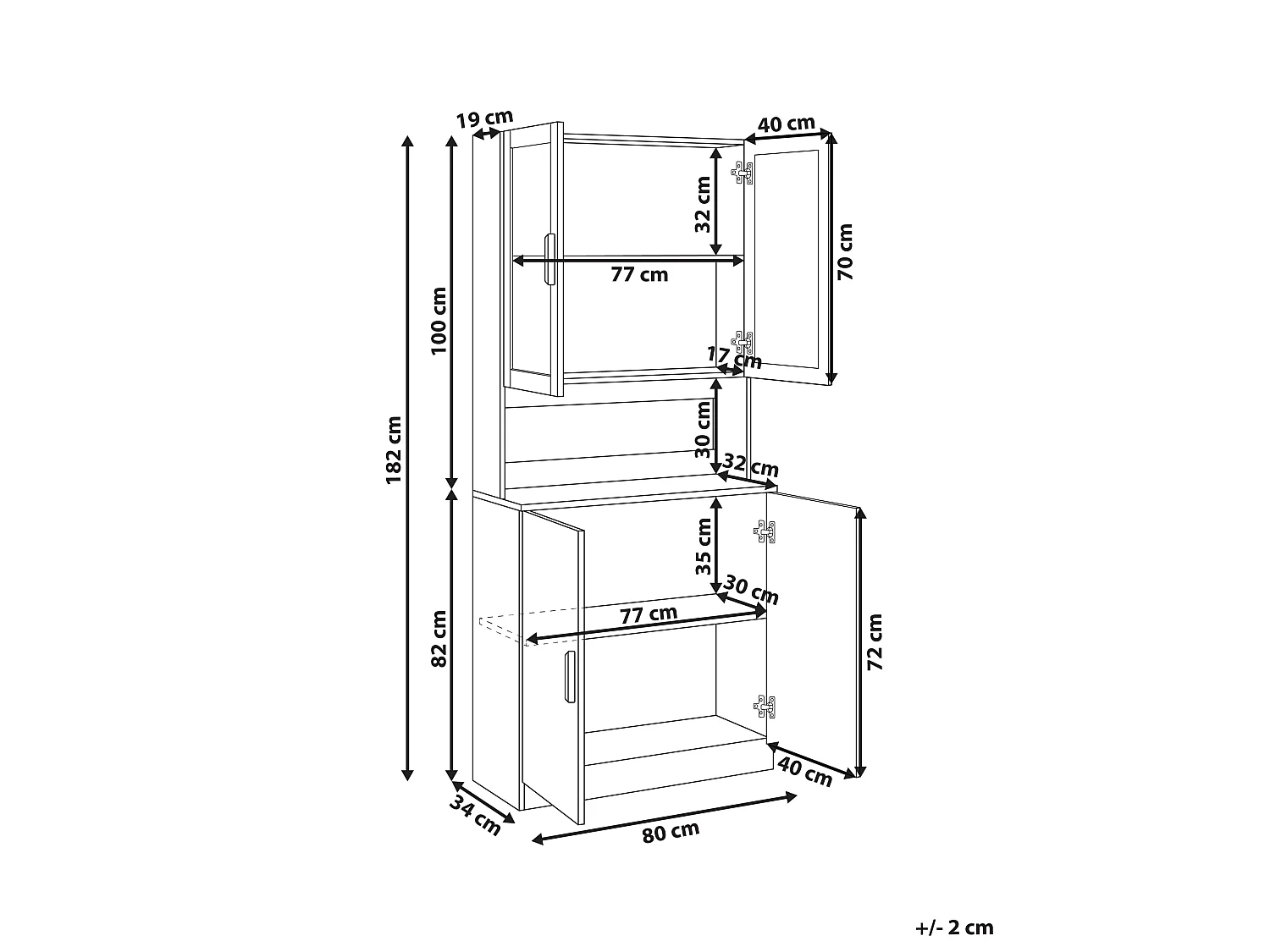 Glass Display Cabinet CYGNET 80 cm White