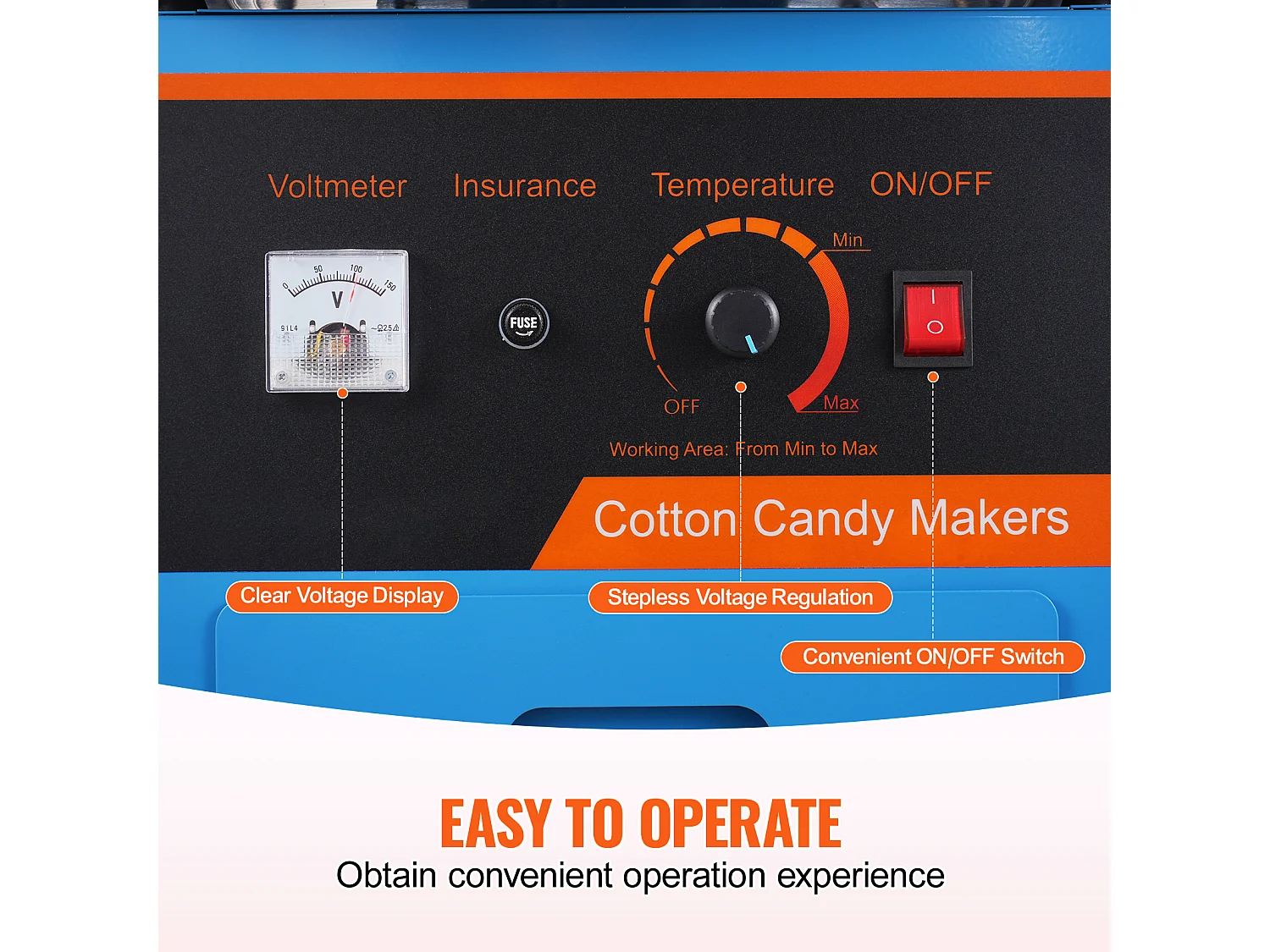 Machine à Barbe à Papa Commerciale SucceBuy, Machine à Barbe à Papa avec Chariot, Bleue