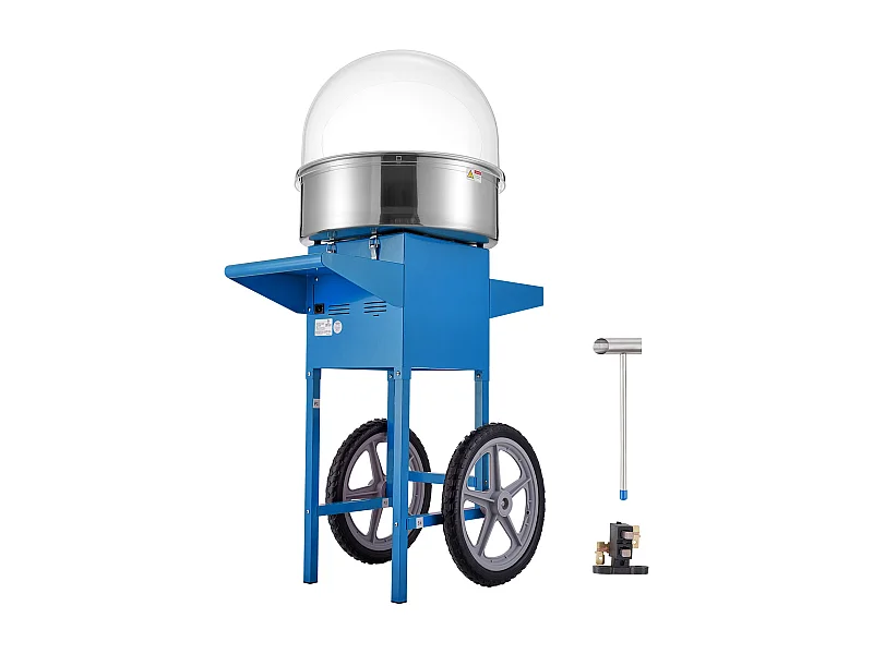 Machine à Barbe à Papa Commerciale SucceBuy, Machine à Barbe à Papa avec Chariot, Bleue