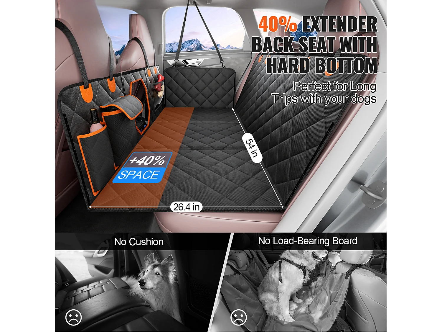 Housse de Siège de Voiture SucceBuy pour Chien, pour la Banquette Arrière, Taille 137 x67 cm, Imperméable et 600D pour SUV