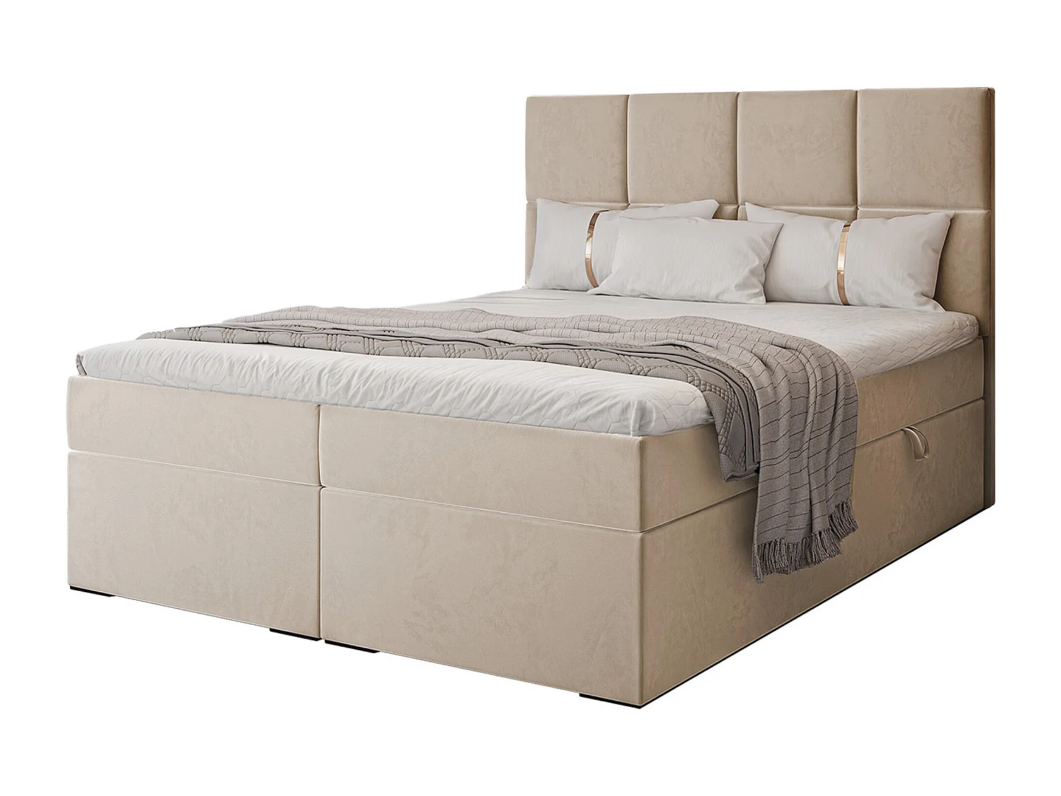 Lit continental rembourré avec surmatelas, crème - 120x200 - MAGNUS