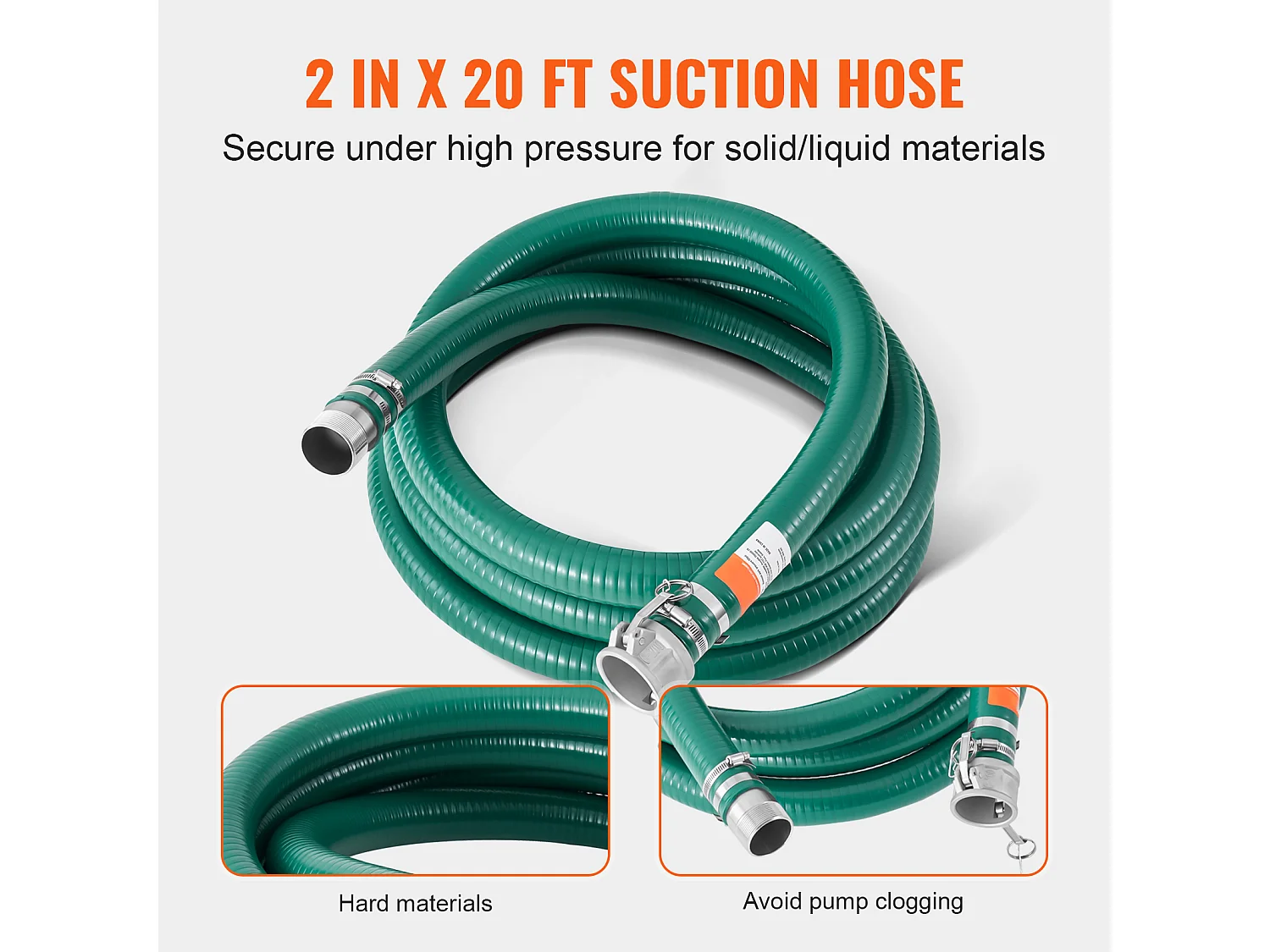 Kit de Tuyau SucceBuy d'Aspiration pour Pompe à Eau 5cm x 610cm/1524cm, Parfait pour Transfert d'Eau et Applications Domestiques ou Professionnelles