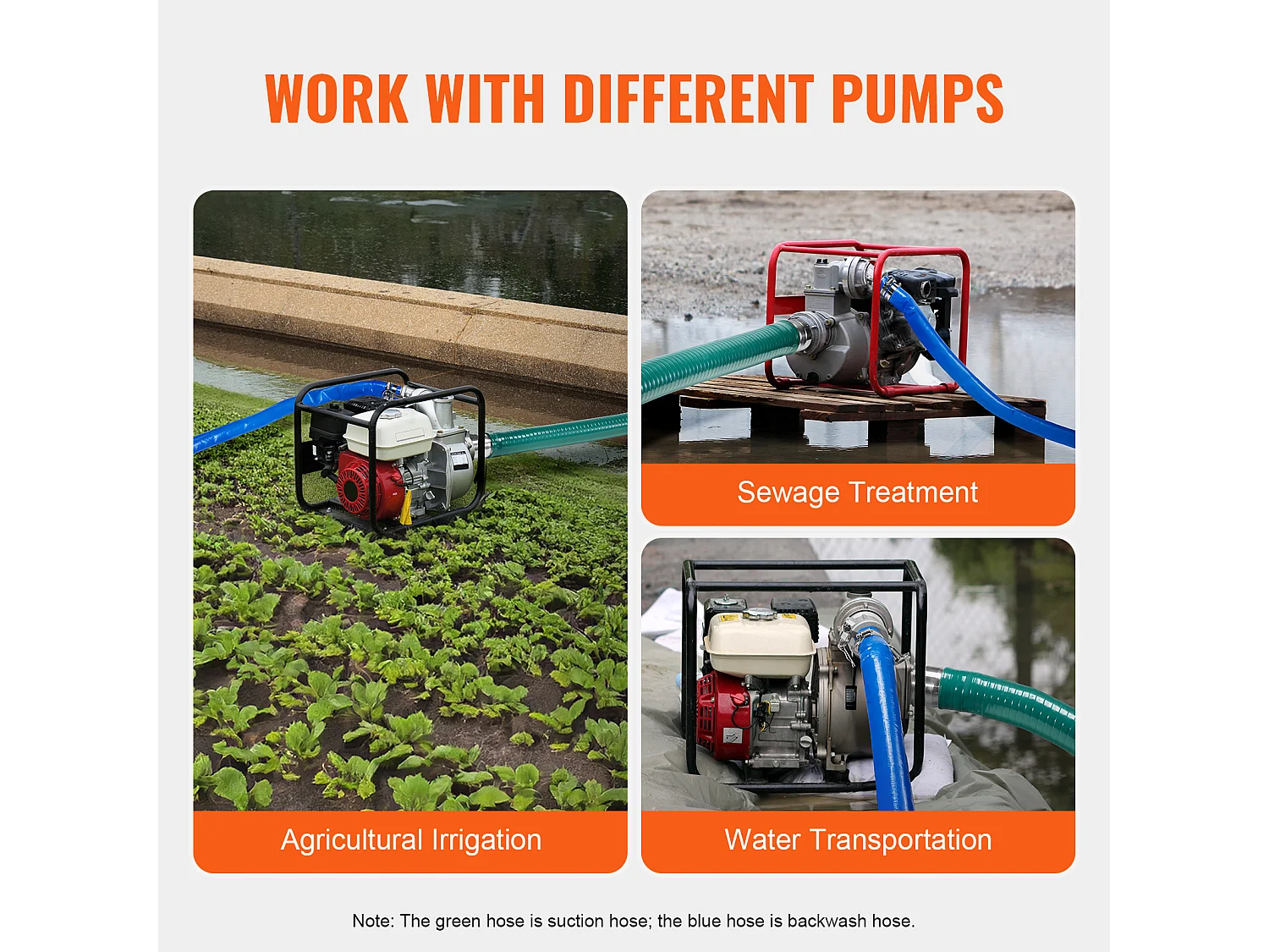 Kit de Tuyau SucceBuy d'Aspiration pour Pompe à Eau 5cm x 610cm/1524cm, Parfait pour Transfert d'Eau et Applications Domestiques ou Professionnelles