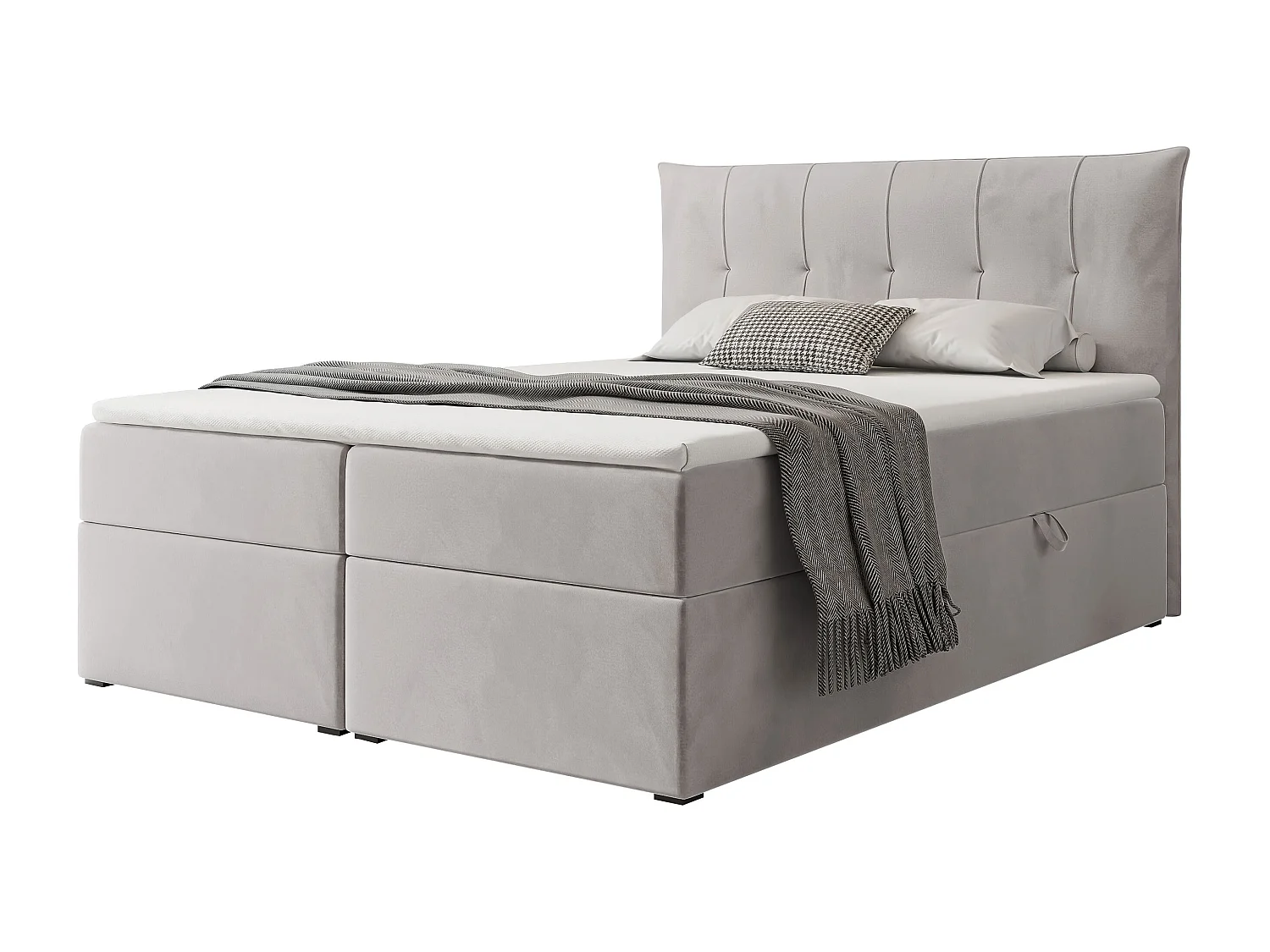 Lit continental rembourré avec surmatelas, gris - 120x200 - CHESTER