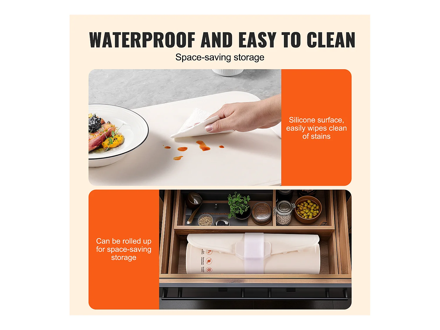 Oprolbare Elektrische Warmhoudplaat voor Buffet SucceBuy, met Temperatuurregelmatiger, 60x40 cm