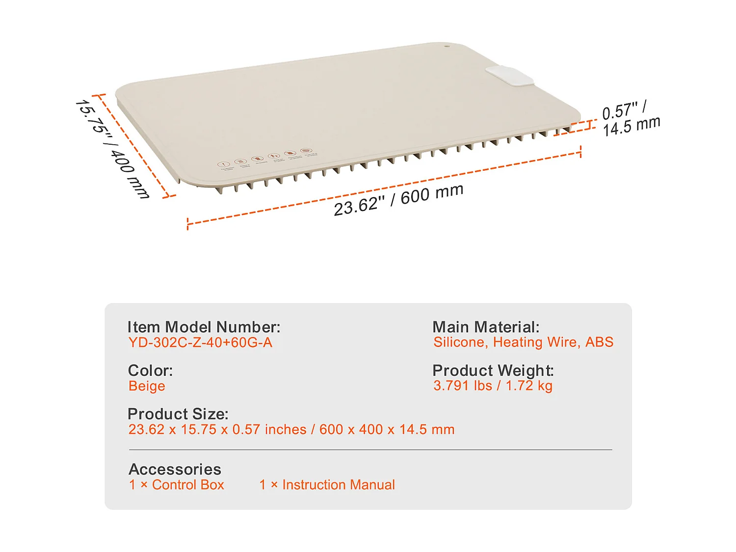 Chauffe Plat Électrique Enroulable pour Buffet SucceBuy, avec Tapis de Contrôle de la Température, 60x40 cm