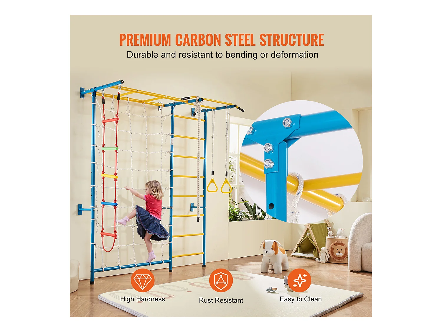 Ścianka Wspinaczkowa SucceBuy 7 w 1 dla Dzieci, Zabawki do Ćwiczeń i Wspinaczki w Pomieszczeniach, Wykonana ze Stali
