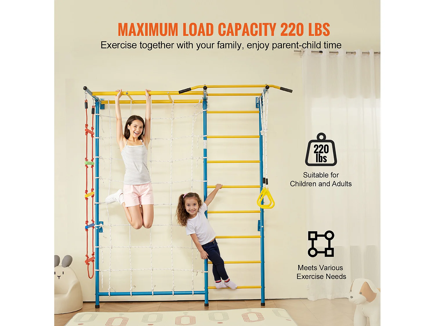 Échelle Murale SucceBuy 7 en 1 pour Enfants, Jouets d'Exercice et d'Escalade d'Intérieur en Acier