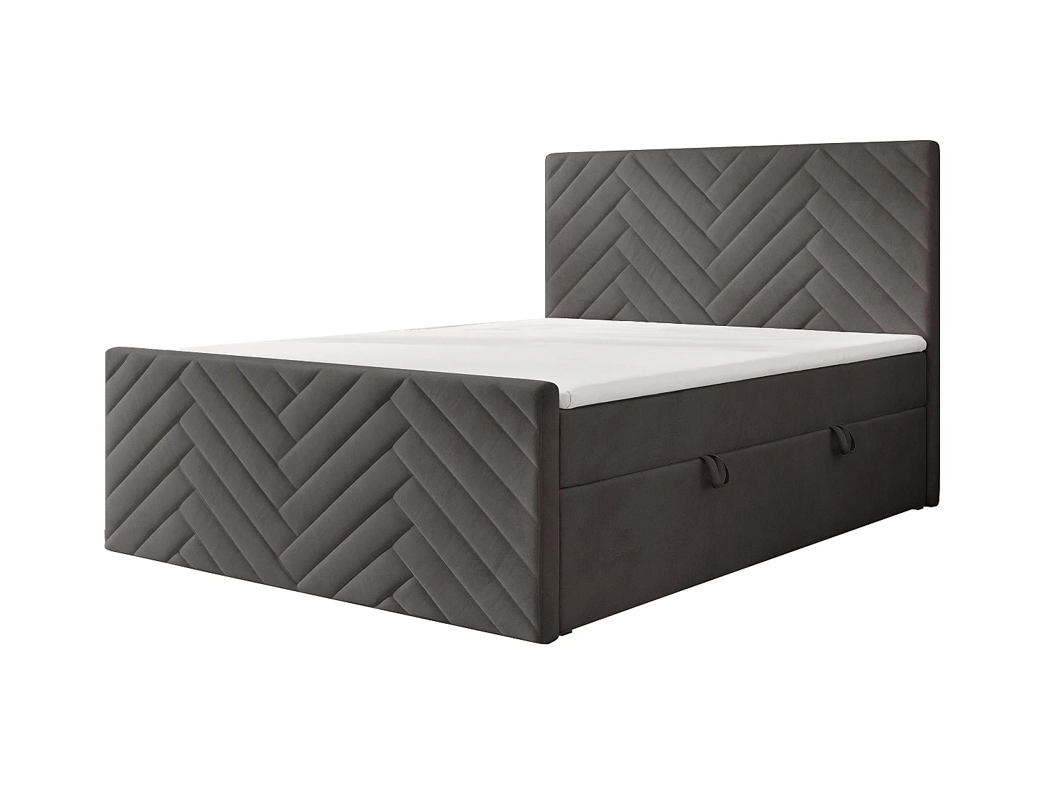 Lit continental rembourré avec surmatelas, gris anthracite - 140x200 - NEREA PLUS
