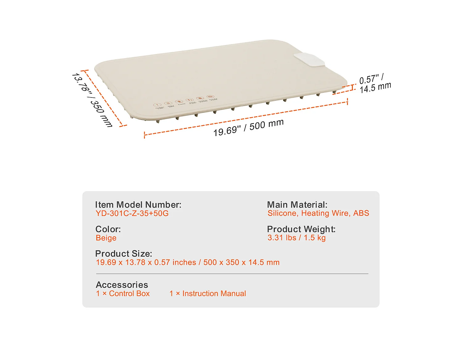 Scaldavivande Elettrico Avvolgibile per Buffet SucceBuy, con Tappetino di Controllo della Temperatura, 50x35 cm