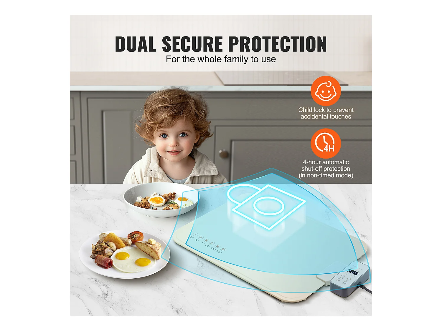 Scaldavivande Elettrico Avvolgibile per Buffet SucceBuy, con Tappetino di Controllo della Temperatura, 50x35 cm